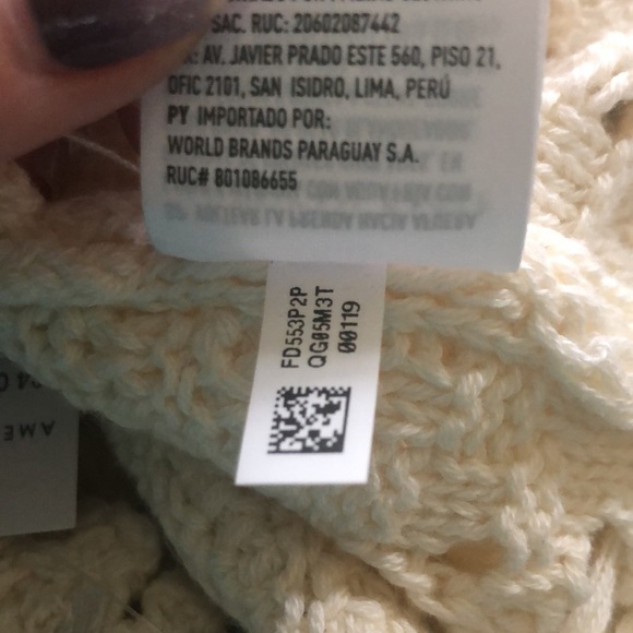 American Eagle Crochet Festival Cream Halter Top Sz. M Boho Chic Cropped Tied - Picture 7 of 10